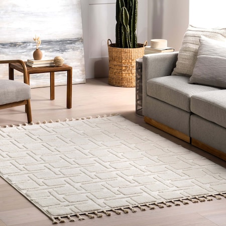 Nuloom Alafia High-Low Geometric Tasseled Area Rug 4ft x 6ft OZNN22A-406
